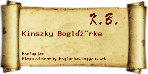 Kinszky Boglárka névjegykártya